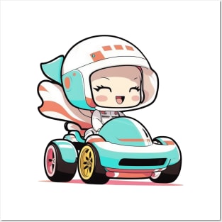 Cute happy kawaii girl formula 1 driver Posters and Art